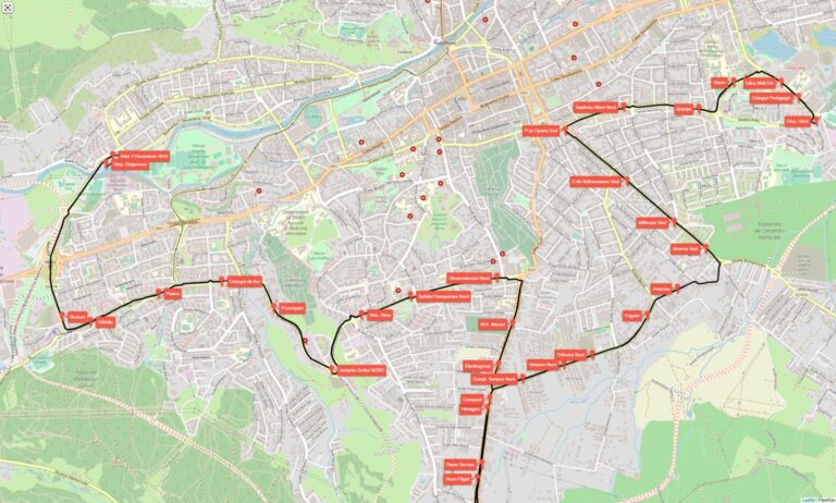 Harta traseului noii linii de autobuz 49 din Cluj-Napoca