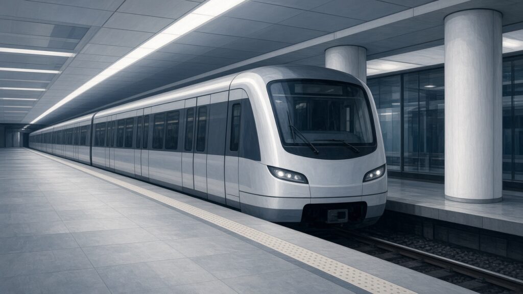 Ilustrație: metrou modern într-o stație subterană (infotransport.ro)